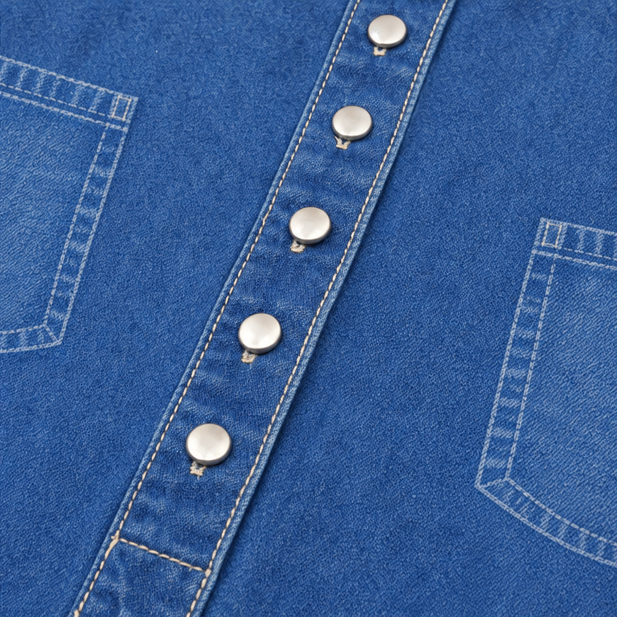 Denimly – Pocketed Shirt Collar Denim Midi Dress