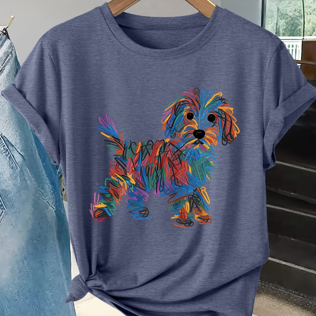 Bella | Colourful Dog Print Tee
