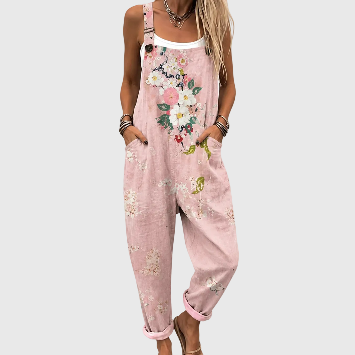 Charly | Pink Floral Overalls