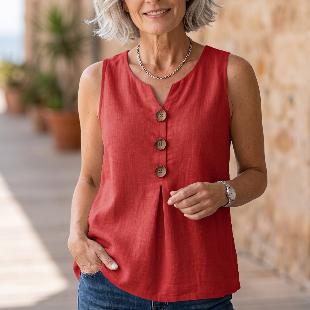Maryellen | Sleeveless Button Tank Top