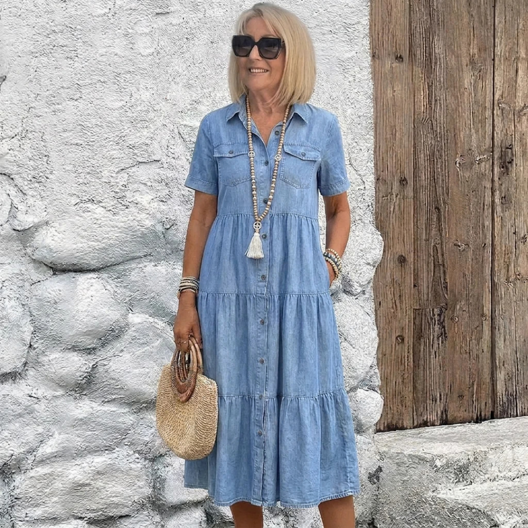 Eliza| Button-Front Midi Dress