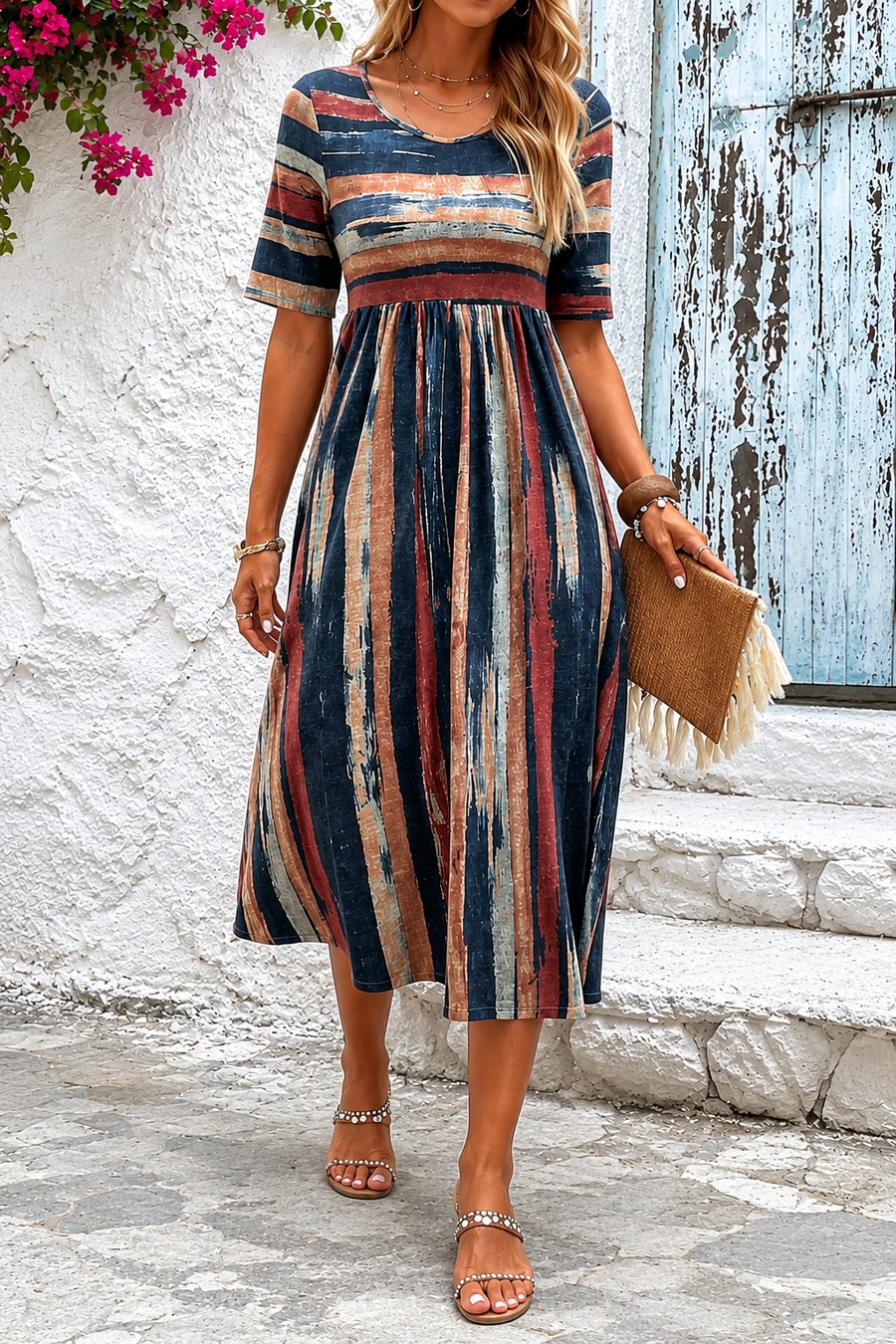 Marloes™ | Striped Flowing Midi Dress