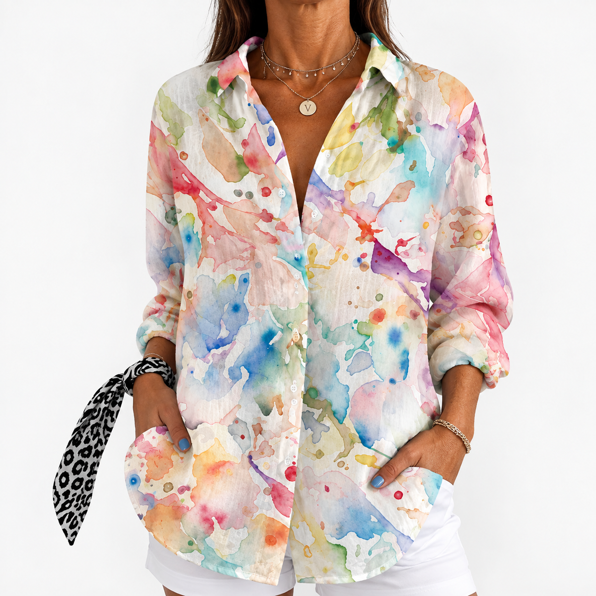 Pastel Watercolor Art Blouse