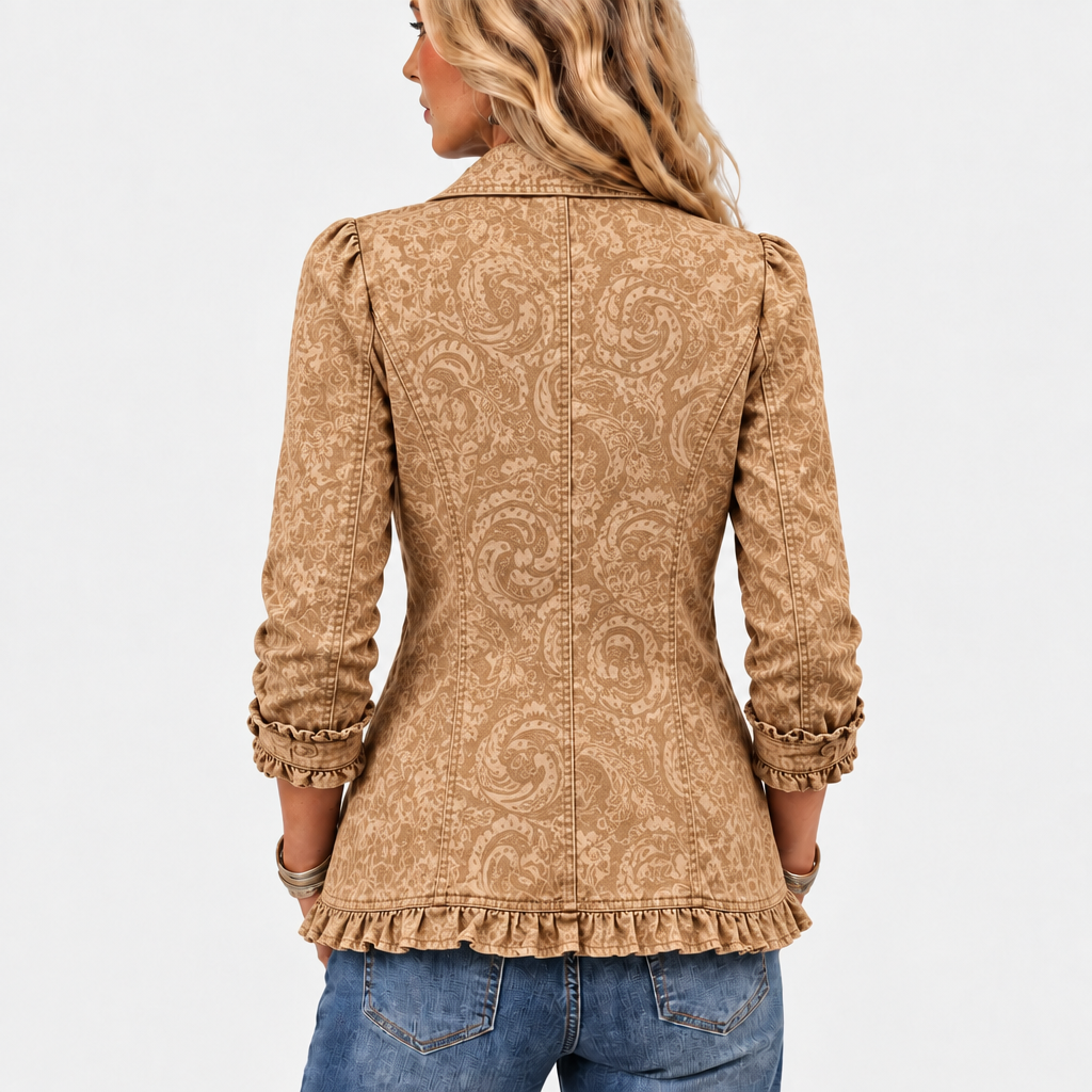 Crestelle™ - Ruffled Jacket with Western Pattern Print