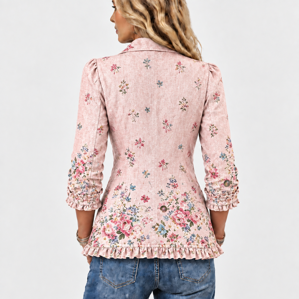 Bettany™ - Floral Ruffle Button-Up Jacket