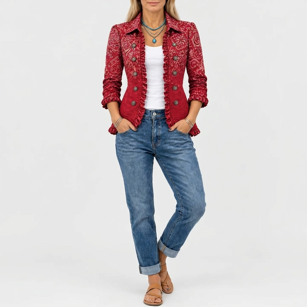 Criselle™ - Bohemian Paisley Ombre Ruffled Jacket