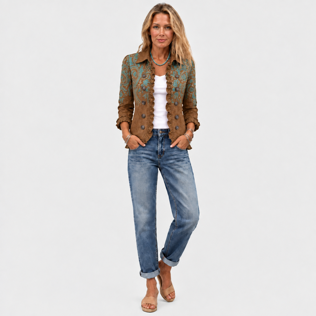 Goldenridge™ - Paisley Print Ruffled Jacket