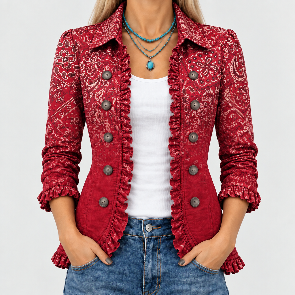 Criselle™ - Bohemian Paisley Ombre Ruffled Jacket
