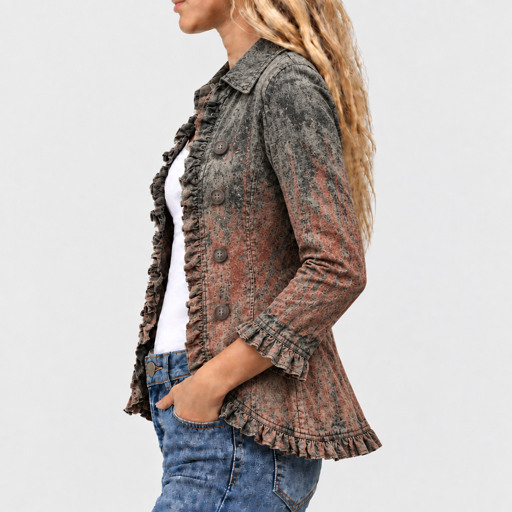 Bristow™ - Retro Gradient Textured Ruffle Jacket