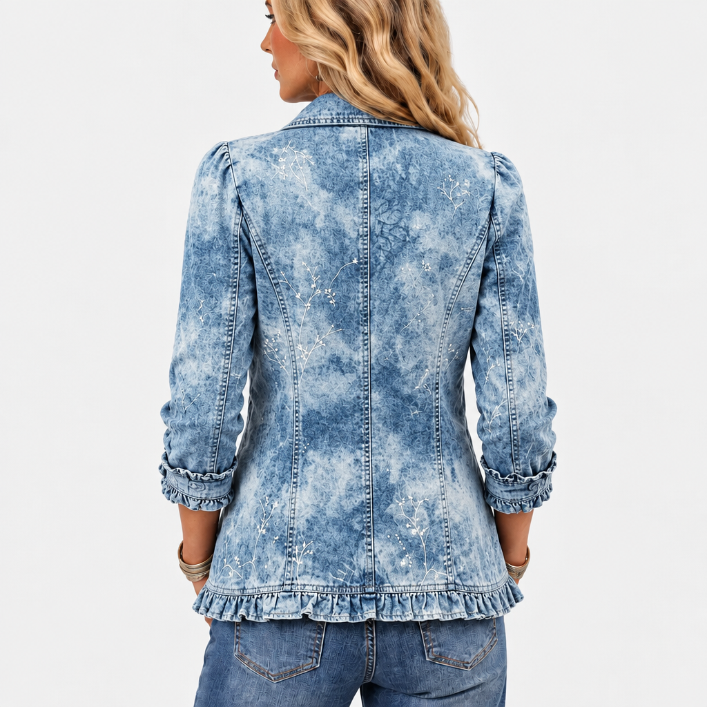 Jemison™ - Vintage Botanical Print Ruffle Jacket