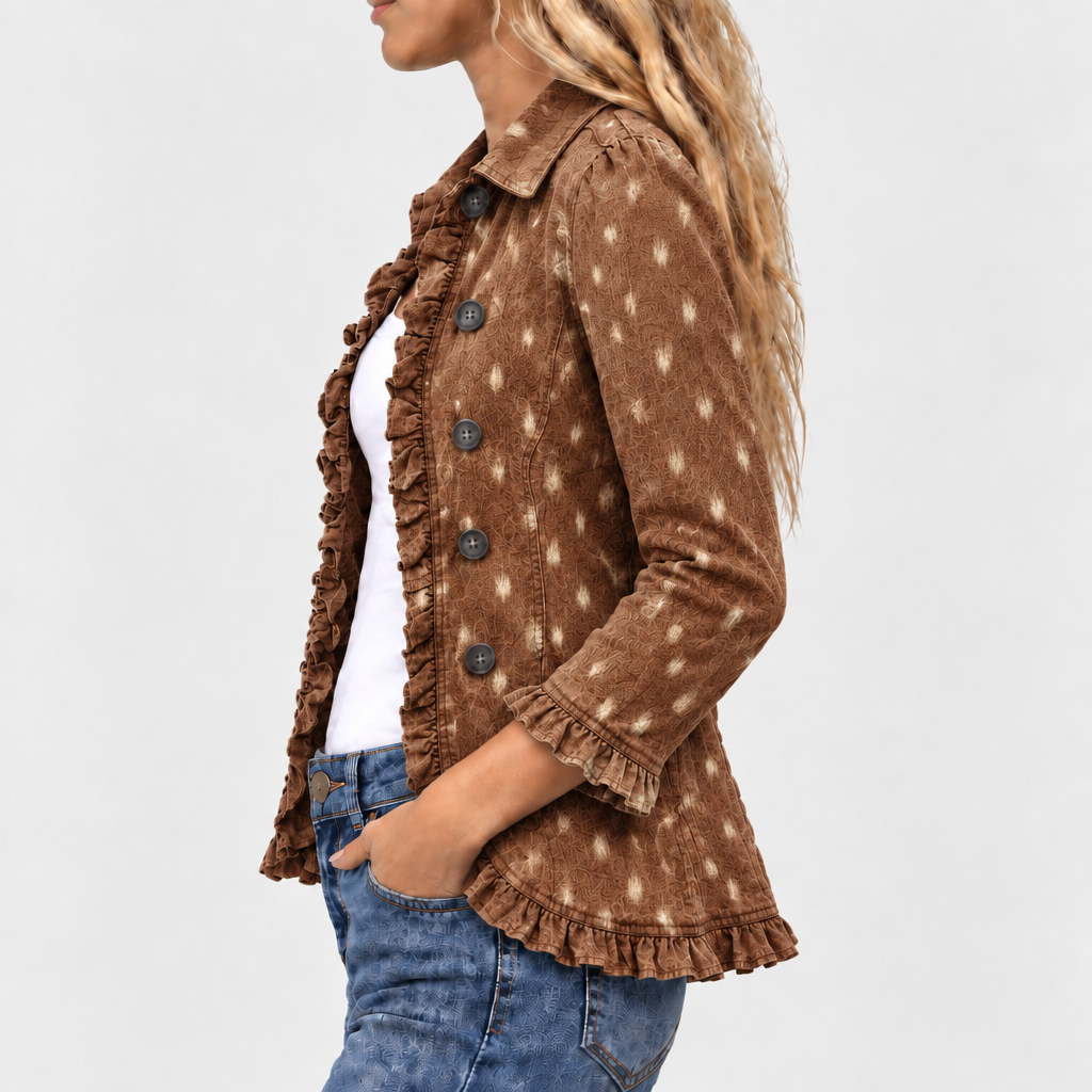 Nolinda™ - Boho Chic Ruffled Jacket with Animal Print