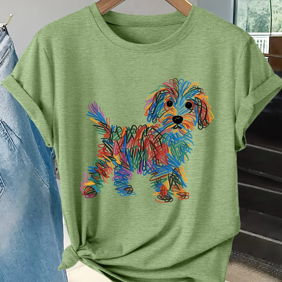 Bella | Colourful Dog Print Tee