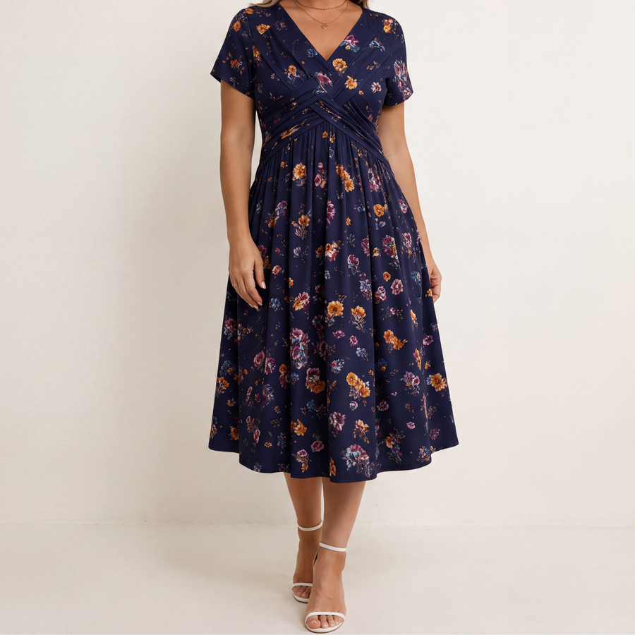 Theresa | Floral Twist Waist Dress
