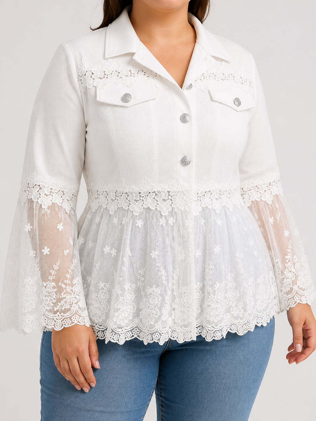 Melody | Jacket with Lace and Sheer Hem
