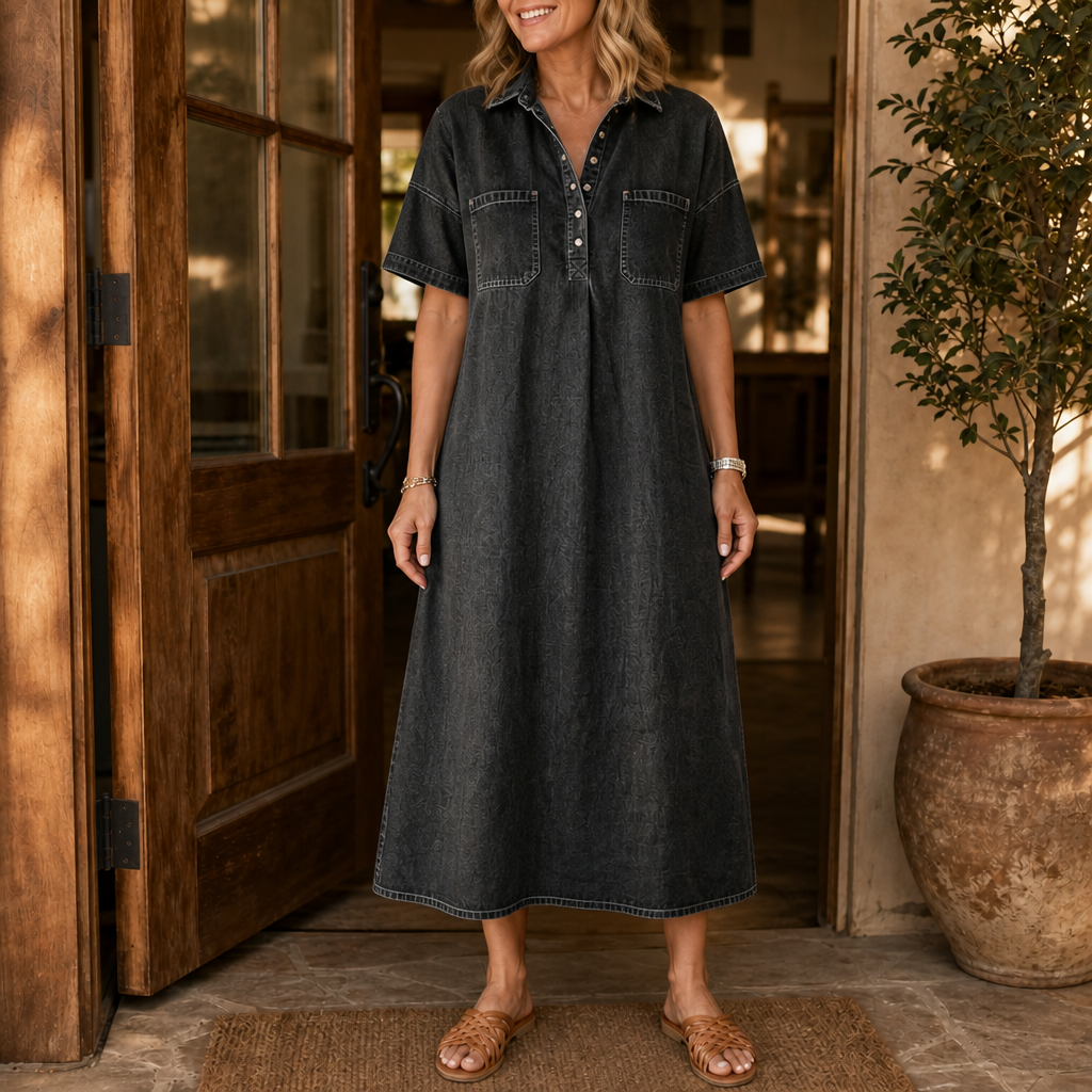 Marlene | Relaxed Denim-Look Midi Dress